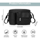 Organizer met bekerhouder/dispenser voor natte doekjes, kinderwagentas, buggy-organizertassen met ritsvak, schouderbanden, reistassen voor luiers, doekjes, mobiele telefoons, zwart