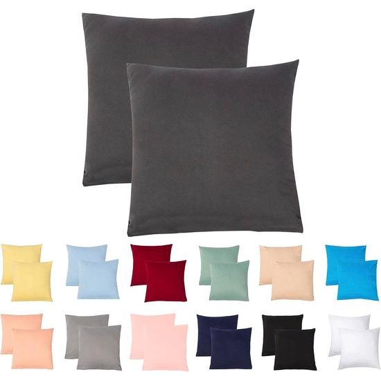 Set van 2 kussenslopen 40 x 40 cm van 100 katoen jerseystof 140 g/m², verborgen ritssluiting, kussensloop 40 x 40 cm, kussenhoes, ultrazacht en ademend, Oeko-Tex gecertificeerd