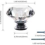 12 stuks kristallen ladeknoppen, 42 mm diamant geslepen kristalglas met schroeven in 3 verschillende lengtes, moderne ladeknoppen voor kastdeur, lade, kast, schoenenkast