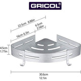 Doucheplank zonder boorruimte aluminium met 2 haken, 2 stuks