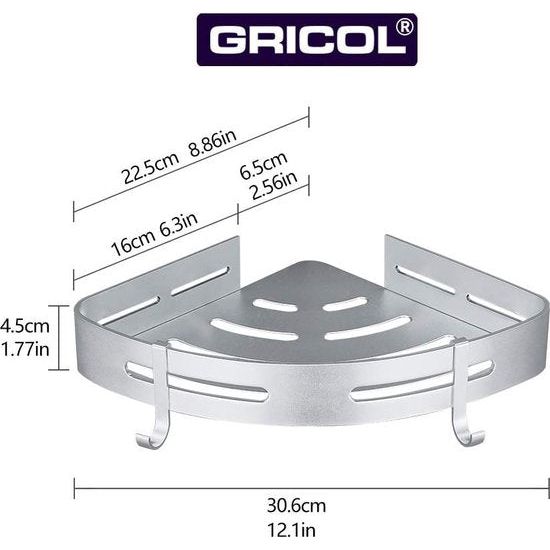 Doucheplank zonder boorruimte aluminium met 2 haken, 2 stuks