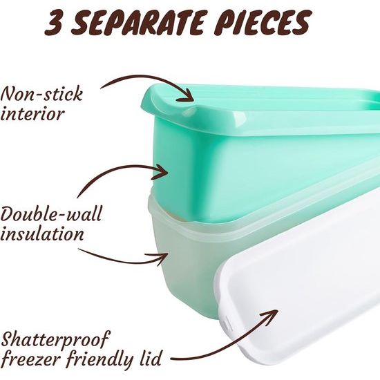 Set of 2 ice cream containers for ice cream, 1.5 L, storage containers, freezer containers, ice containers, BPA-free food grade