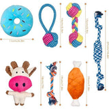 Pak van 7 hondenspeeltjes, kleine honden, puppyspeelgoed, hondenspeelgoed, hondenspeelgoed, duurzaam kauwspeelgoed en piepende intelligentie hondenknuffelset, puppy bijtvaste knuffel