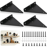 Set van 4 plankbeugels driehoek 14 cm zwevende ijzeren wandplank metalen open planken voor handwerk Vertaling: Set van 4 driehoekige plankbeugels van 14 cm, zwevende ijzeren wandplank, metalen open planken voor handwerk.
