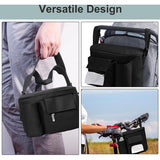 Organizer met bekerhouder/dispenser voor natte doekjes, kinderwagentas, buggy-organizertassen met ritsvak, schouderbanden, reistassen voor luiers, doekjes, mobiele telefoons, zwart