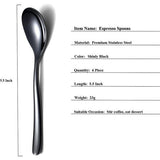 zwarte espressolepels, 5,5 inch mini-koffielepels, kleine roestvrijstalen lepels, theelepel voor desserts, set van 6, vaatwasmachinebestendig