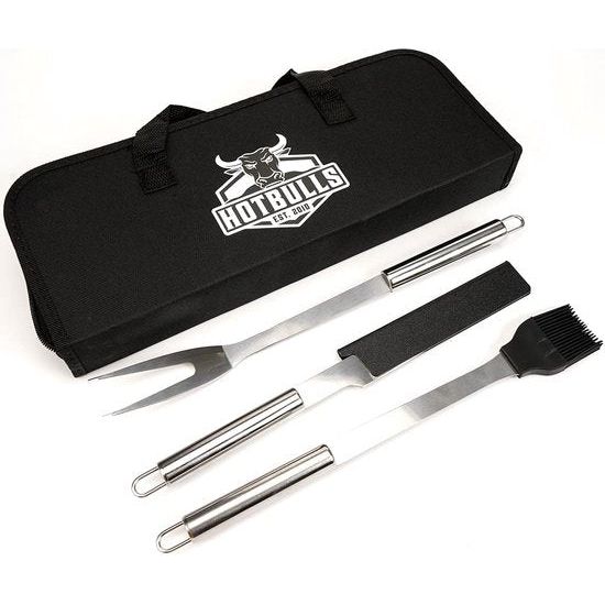 Barbecuebestek, set van 10 stuks, grillset, cadeau voor mannen, verjaardag, grilltang, grillspiesen, grillborstel, grillmes, kwast met siliconen, grillspatel/spatel, cadeau-idee