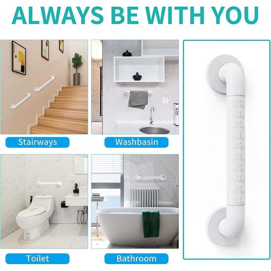 Handgrepen voor senioren, 2 stuks handgrepen, douche, roestvrij staal, antislip, stabiel, robuust, voor badkamer, douche, trappers, voor senioren, kinderen, gehandicapten, gedwongen gebruik (30 cm & 40 cm)