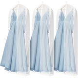 Pak van 3 72" kledinghoezen lang 182 x 60 x 17 cm, transparante organza reistas kledingzakken met ritssluiting, ademende kledinghoes voor heren voor lange jurken, jassen, jassen, pakken