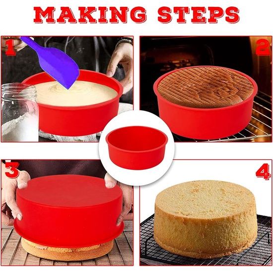 Siliconen bakvorm Ronde non-stick cakevorm Bakken Herbruikbare bakvormen Flexibele siliconen cakevorm Bakvormset (2 stuks)