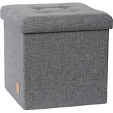 Premium kruk met opbergruimte - kruk van hoogwaardige stof - comfortabel en extra stabiel - grijs - 38 x 38 x 38 cm