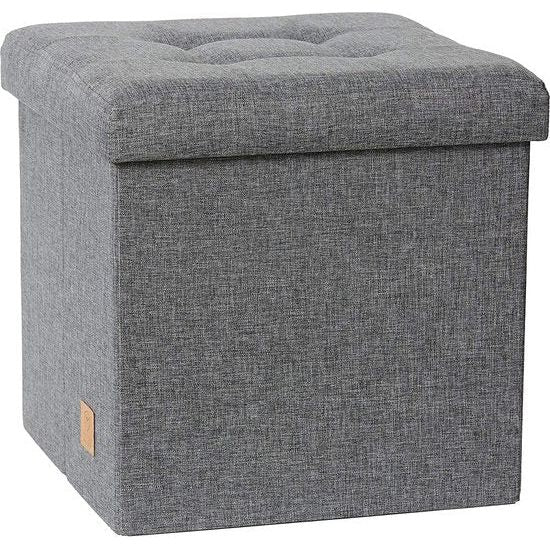 Premium kruk met opbergruimte - kruk van hoogwaardige stof - comfortabel en extra stabiel - grijs - 38 x 38 x 38 cm