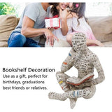 Figuur decoratie voor plank, 11 x 8 x 8 cm, kleine lezende vrouwen, gevormd sculptuur, gepersonaliseerd, handbeschilderd, lezen, schurk, desktop, boeken, rek, handwerk, standbeeld