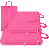 Kofferorganizerset, ultralichte verpakkingstassen met compressie, S, M, L, XL verpakkingsblokjes, compressietas voor kleding en schoenen, kledingtassen als bagage-organizerset, rozerood