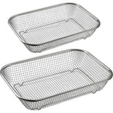 Set van 2 roestvrij stalen grillmanden, grillrooster, bakmand voor vetarm heteluchtkoken, bakken, grillen in de oven of grill