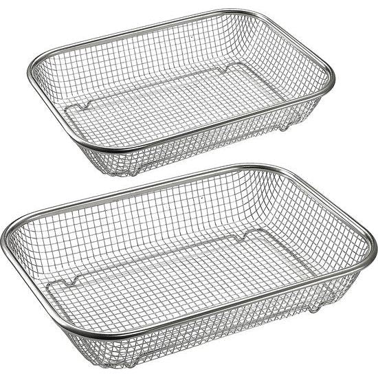 Set van 2 roestvrij stalen grillmanden, grillrooster, bakmand voor vetarm heteluchtkoken, bakken, grillen in de oven of grill