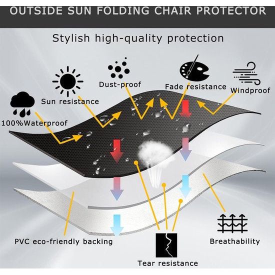 Beschermhoes voor klapstoelen, 2 stuks, afdekking voor tuinstoelen, winddicht, anti-uv, stofdicht, voor tuinmeubelen, klapstoel, tuinmeubelen beschermhoes