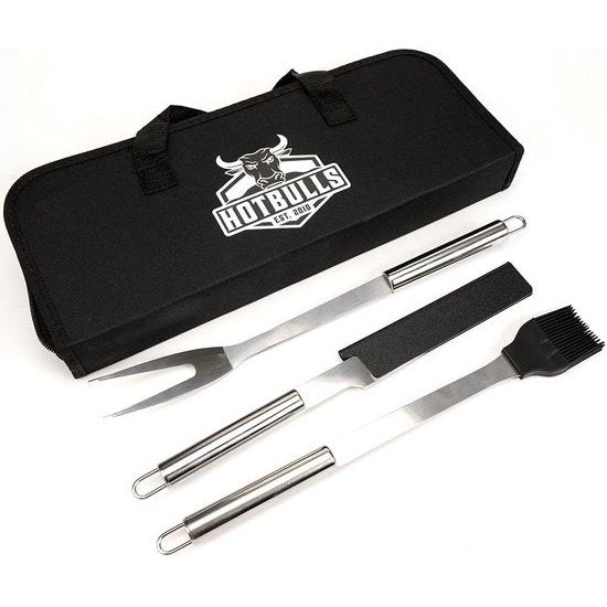 Grillbestek-set, grillaccessoires, 5-delige grillset, cadeau voor mannen, verjaardag, grilltang, grillborstel, grillmes, kwast met siliconen, grillspatel, cadeau-idee, Kerstmis
