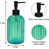 2 stuks glazen zeepdispenser met zwarte pomp, 400 ml navulbare pompdispenser voor keuken, badkamer, wasruimte, vloeibare glazen fles voor afwasmiddel, shampoo, spoeling