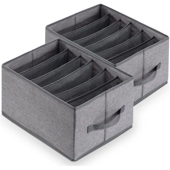 Kledingkast, organizer, opbergdoos, kast, organizer, kledingkast, opbergsysteem voor jeans, broeken, T-shirts, ondergoed, grote versie, 6 vakken, opvouwbare lade-organizer, 2 stuks