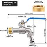 Premium 3/4 inch waterkraan tuin messing kogelkraan buiten vorstbestendig uitloopkraan met 1 slangaansluitingen + 2 trommelafdichtband voor tuin wasmachine regenton