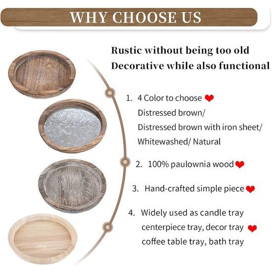Houten Decoratief Dienblad, Dienblad: Rustiek Rond Decoratief Kaarsenhouder Dienblad, Vintage Kaarsendienblad, Butler Dienbladen, Boerderij Ottomaanse Dienblad voor Decoratieve Salontafel, Keukenwerkblad