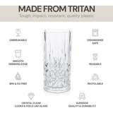 Myrtle Beach Tall Clear Tumblers Set van 4 Onbreekbaar Vaatwasmachinebestendig Tritan-kunststof Onbreekbaar Binnen/buiten Herbruikbaar BPA-vrij