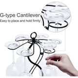 Tafelblad wijnglashouder, staand wijnrek, glashouder voor glaswerk of beker, metalen rek opslagdecoratie voor keukenbar restauranttafel, zwart met 6 sleuven