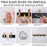 Kapstokhaken, zwart en goud, met 5 haken, deurhaken voor badkamer, keuken, woonkamer en hal