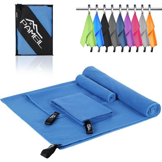 Microvezelhanddoekenset van 3 (160 x 80 cm grote badhanddoek + 2 stuks 80 x 40 cm kleine handdoek), reishanddoek, sneldrogende microvezelhanddoeken voor fitnesssauna