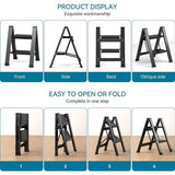 Trapladder, 2 treden inklapbaar aluminium vouwtrap, trapladder met breed anti-slip pedaal, draagbare vouwladder, opvouwbaar, huishoudelijk opstap, lichte staande ladder tot 150 kg, zwart