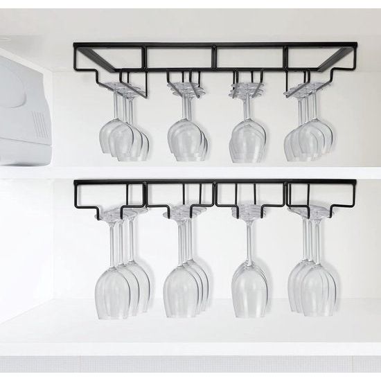 Wijnglashouder, metalen wijnglashouder, rek hangend wijnglazenrek met 4 rijen houder, houdt 8-12 wijnglazen voor familie, restaurant, hotelbar