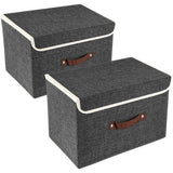 Opvouwbare Opbergbox Met Deksel Stoffen Wasbare Krat Opberger Met Deksel 38x25x25cm 2-Delig Zwart