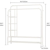 Kledingrek, multifunctionele kapstok van metaal met 3 lagen zijplanken, 2 lagen vloerplanken en 4 haken, geschikt voor kleding, tassen en schoenen