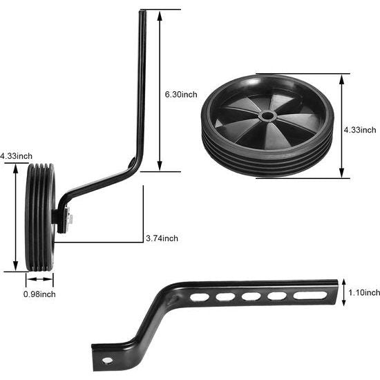 Kinderfietsen, trainingsfietsen, fietsstabilisator, fietsen voor 12, 14, 16, 18, 20 inch fietsen (1 paar, zwart)