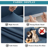 Bankhoes, stretch, elastische bankovertrek met armleuning, 4-zits, grijsblauw, elastaan, antislip, bankovertrek met anti-slip schuim en 1 kussensloop, wasbare bankovertrek voor huisdieren