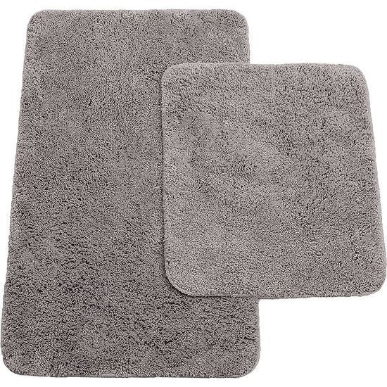 Brandsseller Badmatten set van 2 bestaat uit badmat: ca. 50/80cm en wc-mat ca. 45/50cm - Kleur: Antraciet