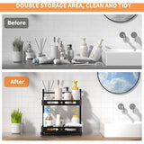 Metalen keukenrek, 2-traps kruidenrek, onder wastafel rek, uittrekbaar badkamer spoelkast organizer, in hoogte verstelbaar keukenkast staand rek