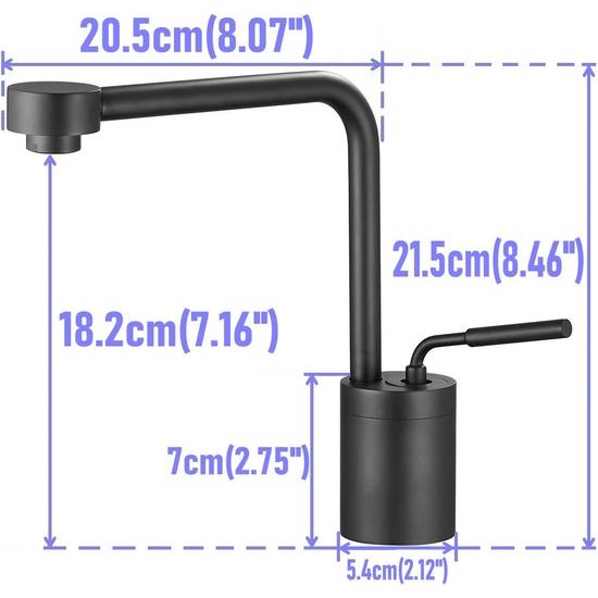 Wastafelkranen Badkamer Wastafel Kraan Hoge Lichaam Zwart Zwanenhals Enkele Handgreep Enkel Gat Montage Messing