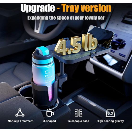 autobekerhouder, bekerhouder, autofriethouder, dienblad voor autobekerhouder, met dienbladhouder, afneembare dienbladtafel