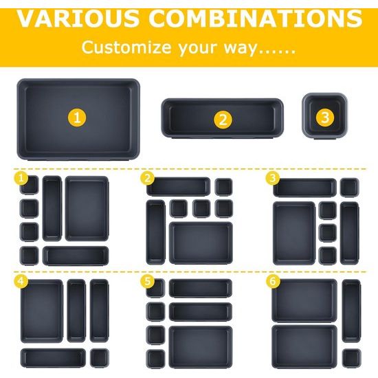 Lade-organizer, opbergsysteem, 32-delige lade-organizer voor kantoor, 3 maten, antislip lade-organizer voor bureau, badkamer, keuken, gebruiksvoorwerpen