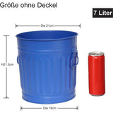 Retro Vintage Metalen Bak met Handgrepen Asemmer Wasmand Blauw Diameter 21 cm Hoogte 21,5 cm Inhoud 7 Liter