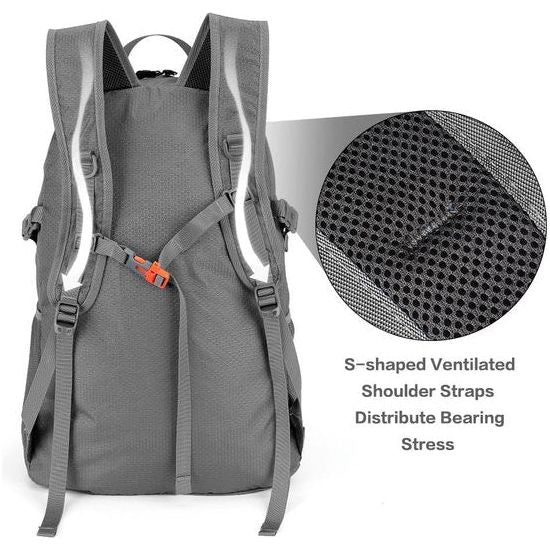 Lichte opvouwbare reisrugzak, wandelrugzak, dagrugzak, 35 liter, opvouwbare campingrugzak, lichtgewicht outdoor sportrugzak