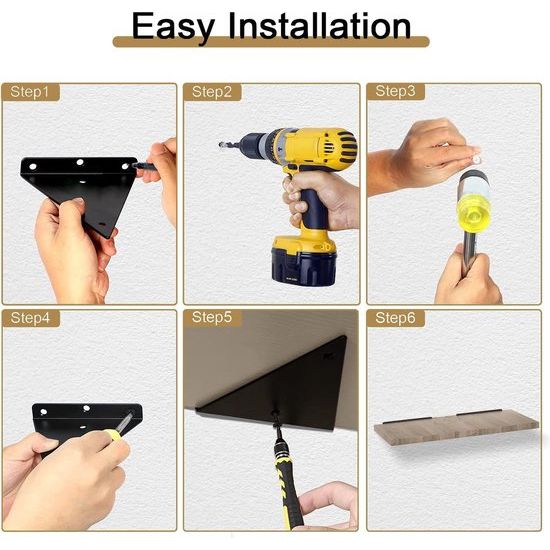 Set van 4 plankbeugels driehoek 14 cm zwevende ijzeren wandplank metalen open planken voor handwerk Vertaling: Set van 4 driehoekige plankbeugels van 14 cm, zwevende ijzeren wandplank, metalen open planken voor handwerk.