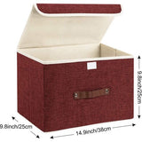 5 stuks opvouwbare opbergdozen met deksel, opbergdozen met deksel, dozen voor kleding, opbergdozen voor speelgoed, rek - rode wijn