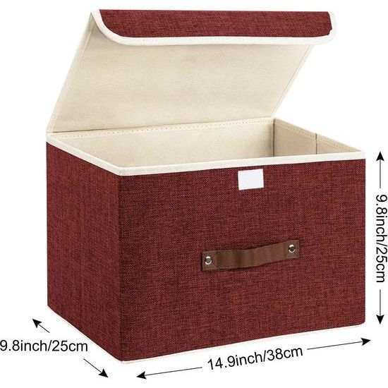 5 stuks opvouwbare opbergdozen met deksel, opbergdozen met deksel, dozen voor kleding, opbergdozen voor speelgoed, rek - rode wijn