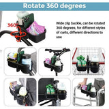 Drankhouder, kinderwagen met opbergdoos en smartphonehouder, universele flessenhouder voor fiets, 360° rotatie, bekerhouder voor elektrische scooter, winkelwagen, rolstoel, rollator, babyzitje