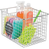 Set van 4 multifunctionele metalen manden - flexibele opbergmand voor de keuken, voorraadkast enz. - compacte en universele draadmand met handvatten - chroomkleurig