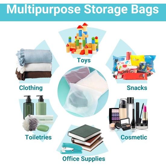 Reistas, 50 stuks ritszakken, 40 x 35 cm, plastic zakken, afsluitbaar voor kleding, ritszak, reistas voor documenten, sieraden, speelgoed (vorst)