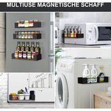 Set van 2 kruidenrek, magnetisch koelkastrek, zonder boren, lichtgewicht magnetische kruidenorganizer en -opslag, zwart
